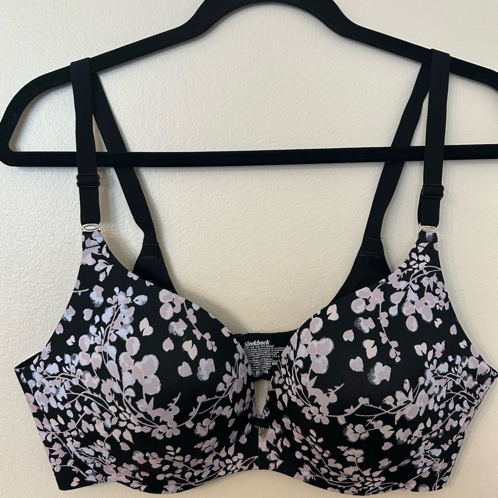 La Vie En Rose Sleekback Black With Pink Floral Bra